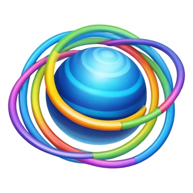 blue planet with vibrant rainbow colored rings circling around it sticker