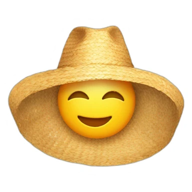 sun with long rays, eyes, smile in a straw hat sticker