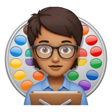 graphic designer with color palette sticker