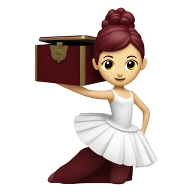 burgundy music box with white ballerina standing back sticker