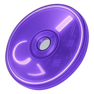A minimalist CD disc with abstract pattern, glowing effect, purple color sticker