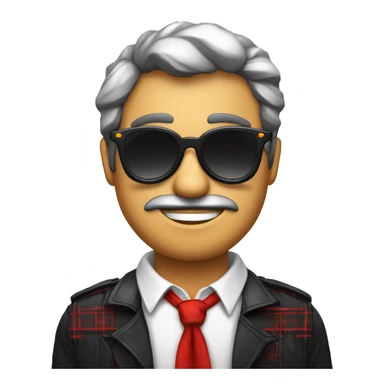 Señor sin pelo con gafas de sol oscuras rock y camisa cuadros roja y negra sticker