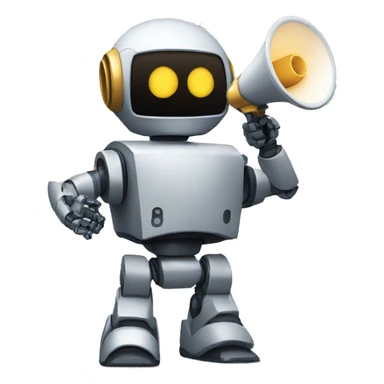 robot holding a megaphone sticker
