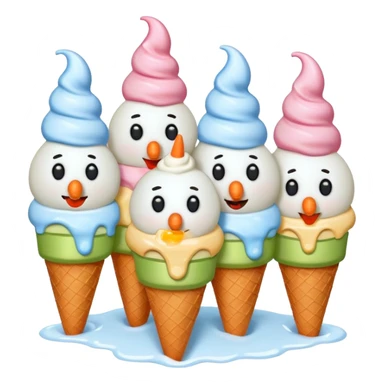 snowmen with  ice cream sticker