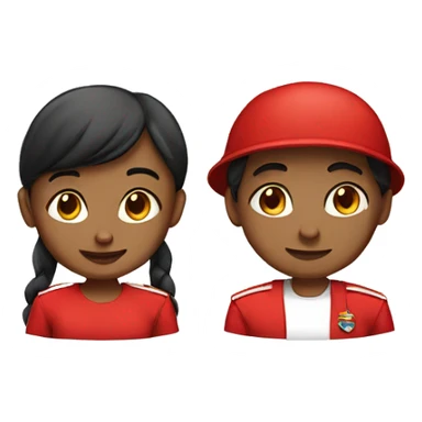 Girl and boy wearing red uniforms  sticker