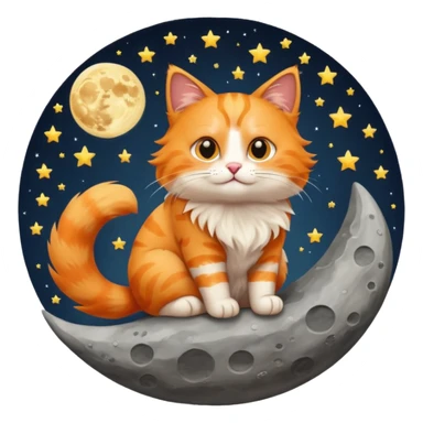 Un chat dans la lune sticker