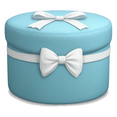 Baby blue round ottoman with a white bow on it sticker