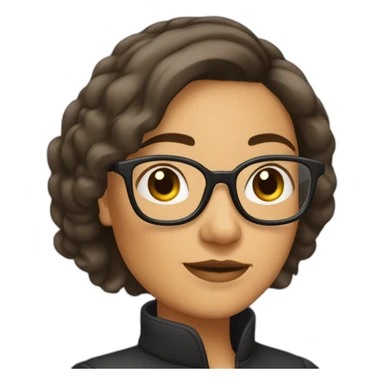 Femme brune coupe au carré court, avec lunettes carré sticker