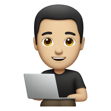 white man with black hair on his laptop sticker