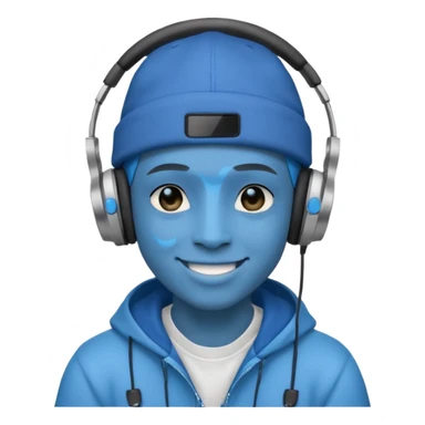 Avatar rapper with headphones blue character  sticker