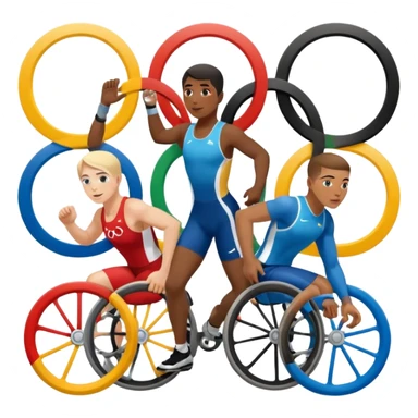 paralympic games with disable athletes with the olypic rings sticker