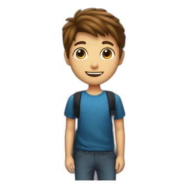 brown hair boy in front of a black board sticker