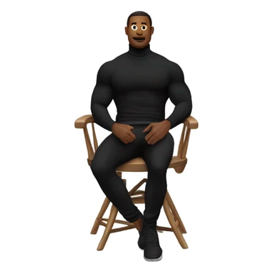 muscle fit black turtleneck shirt sitting in chair sticker