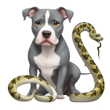 grey and white pitbull with snake sticker