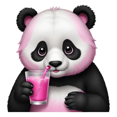 Panda drinking pink Whitney  sticker