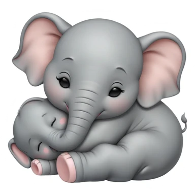 meme-worthy-cute-sleeping-baby-elephant-portrait-emoji,-head-resting-peacefully-with-a-contented-smile,-showcasing-a-delightfully-tiny-build-and-a-luxuriously-soft-gray-hide,-eyes-shut-in-a-serene,-restful-nap,-simplified sticker