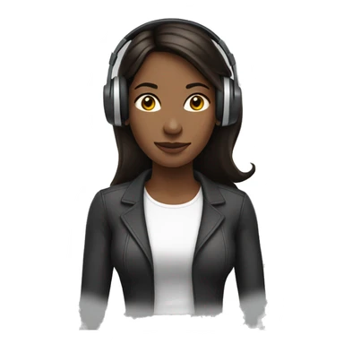 woman with headphones brunette sticker