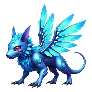  exotic colorful futuristic modern cyber-Fakémon-Digimon-Trico-Vernid-creature sticker