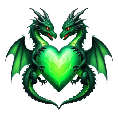Black and green dragon hearts sticker