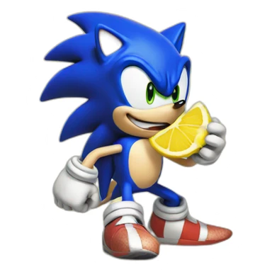 Sonic the hedgehog eating a lemon sticker