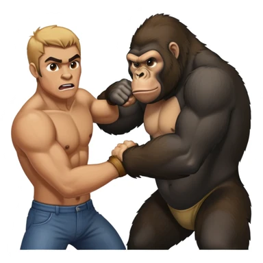man fighting a gorilla sticker