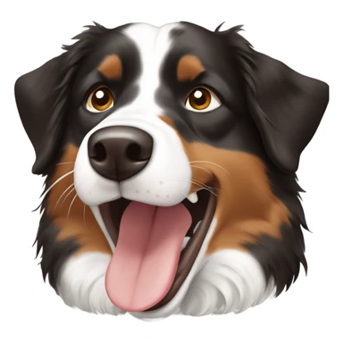 Black and brown and white Australian shepherd with open mouth sticker