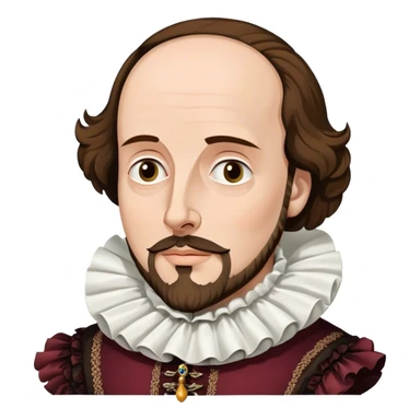 Cinematic Realistic portrait of William Shakespeare, depicted as an iconic playwright in richly detailed Elizabethan attire with a ruffled collar, expressive eyes, and a thoughtful gaze, bathed in dramatic historical lighting that evokes the Bard’s timeless legacy sticker