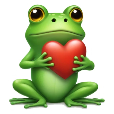 Frog holding a heart sticker