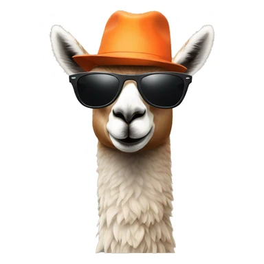 a llama wearing a orange hat and black rayban shades sticker