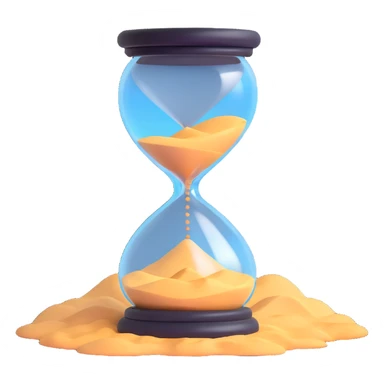 A visual representation of time passing: an hourglass with sand falling, or a clock with spinning hands, symbolizing the flow of time. sticker