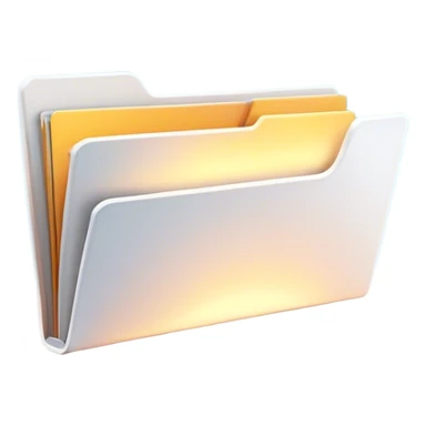 A modern, minimalist flat-style illustration of an open folder with a soft, glowing light emanating from inside. The light subtly fades outward, symbolizing creativity and potential. The design is clean, simple, and ideal for an empty state UI. sticker