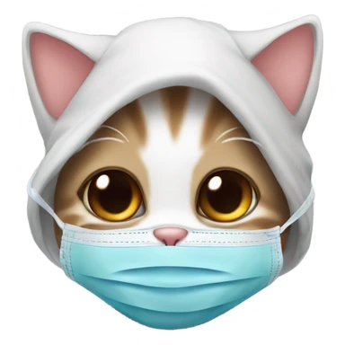 baby cat with covid mask sticker