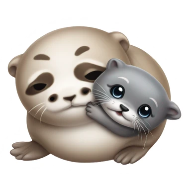 cute baby seal with cute baby otter sticker
