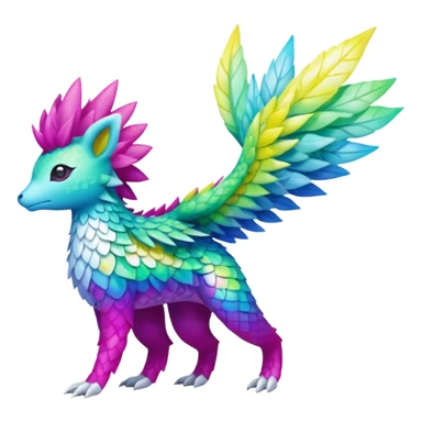 Blue and magenta and yellow hydro-elemental Virizion-Trico-Amaura-Shaymin-hybrid-creature (full body) sticker