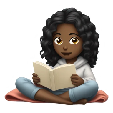 White girl, black wavy hair, reading kindle under a blanket sticker