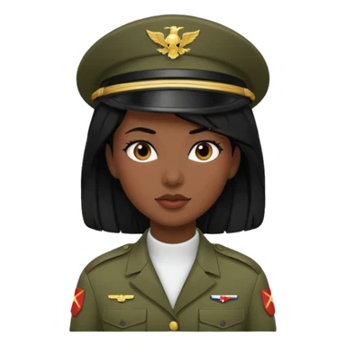 female soldier blac hair style sticker