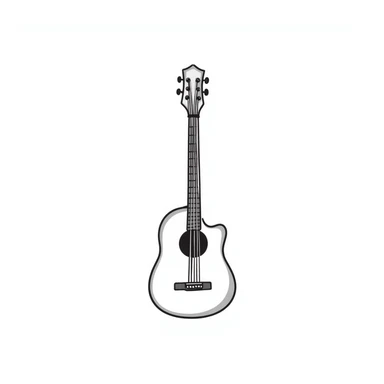 hand-drawn acoustic guitar with strings and sound hole sticker