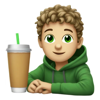 boys enjoying warm drinks w green eyes sticker