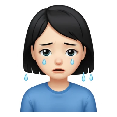 Girl with black hair and short hair  like boy hair who cry and very cute  sticker