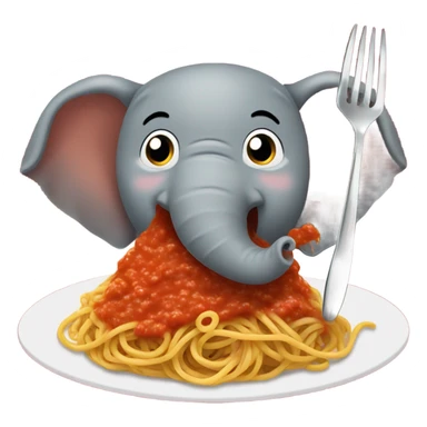 Elephant eating spaghetti with marinara sticker