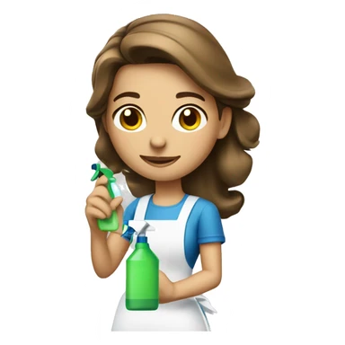 Cleaning maid light brunette with spray bottle  sticker