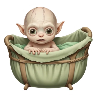 Baby gollum from lord of the rings in bassinet sticker
