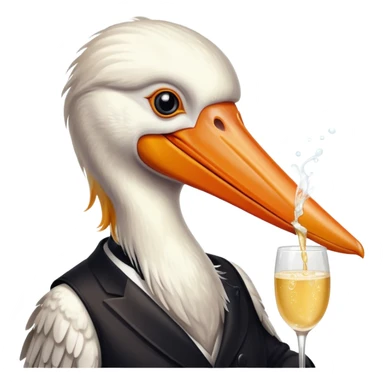 pelican drinking champagne sticker