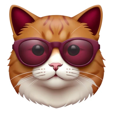 Cat with sunglasses in burgundy color sticker