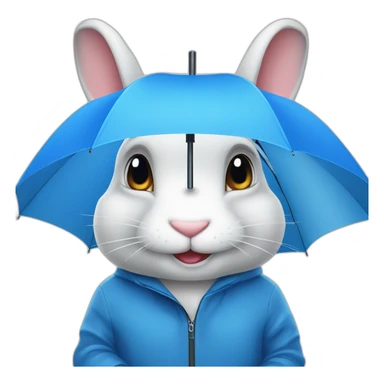rabbit smile under blue umbrella sticker