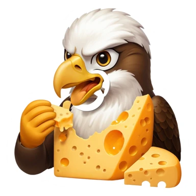 Eagle eating cheese sticker