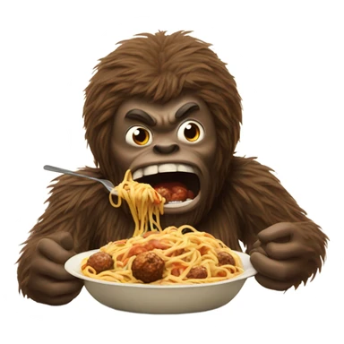Bigfoot eating spaghetti and meatballs sticker