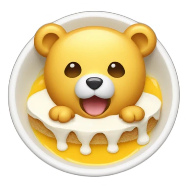flat Yellow bear with White nose eating Pudding sticker
