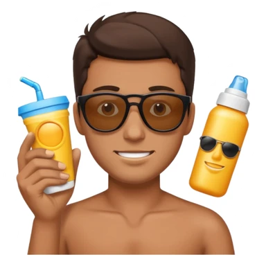 
male brunet suncream and sunglasses sticker