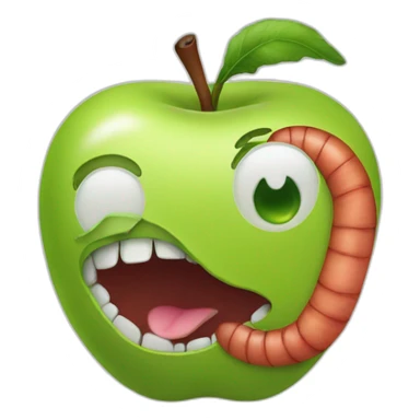 Worm inside the apple sticker